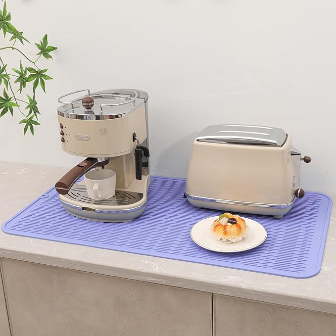 Silicone Dish Drying Mat for Multiple Usage,Easy clean,Eco-friendly,Heat-resistant Silicone Mat for Kitchen Counter or Sink,Refrigerator or Drawer Liner Light Purple 4XL 32 inches x 18 inches