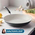 Rachael Ray Cucina Ceramic Nonstick Frying Pan/Skillet, 12.5 Inch Non Stick Open Fry Pan, Dishwasher Safe - Peppercorn