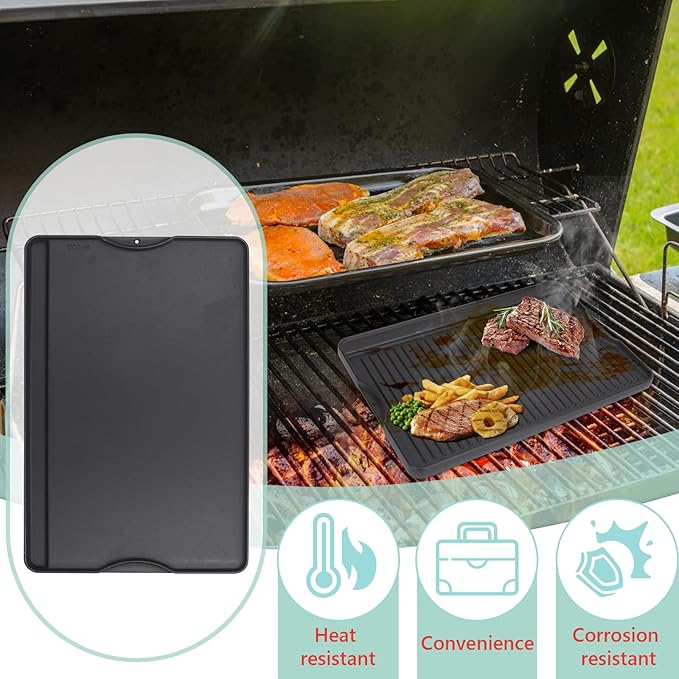 24" X 16" Reversible Cast Iron Griddle for Camp Chef, Flat Top Plate for Gas/Stove/Charcoal/Propane Grill, Universal 4 Burner Stove Top Griddle for Outdoor Cooking & Camping Accessories