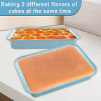 9x13 Baking Pan Set of 2, Nonstick 13 x 9 Cake Pan for Oven, Deep Rectangle Pan for Brownies, Lasagna, Roasting, Blue Carbon Steel Bakeware Gift