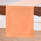 Solino Home Linen Coral Hemstitch Table Runner 48 Inches - 100% Pure Linen Small Table Runner 14 x 48 Inch Ideal for Dresser and Coffee Tables - Classic Hemstitch, Summer