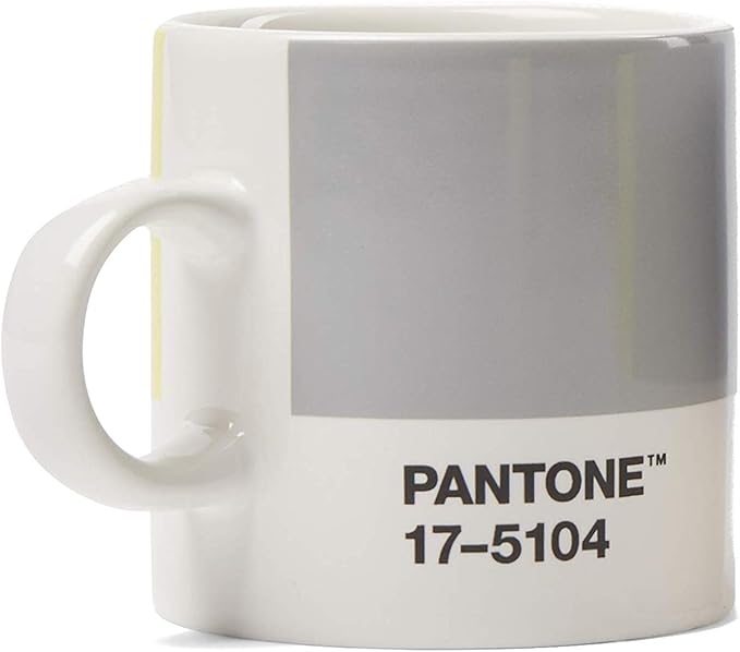 Pantone Porcelain Espresso Cup, Thick-Walled, Dishwasher-Safe, 120 ml, Illuminating 13-0647 & Ultimate Gray 17-5104, 18582
