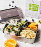 Stainless Steel Lunch Box, 1-Tier Metal Bento Box Leak Proof with 5 Compartments, 50 Oz Metal Lunch Container, Meal Prep Food Container, with 50 ml Sauce Container