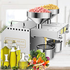 1500W Oil Press Machine with Double Oil Outlets, Automatic Commercial Oil Expeller Extractor Stainless Steel Oil Presser Pressing Mill Maker Machine for Commercial Domestic Use, 110V Silver