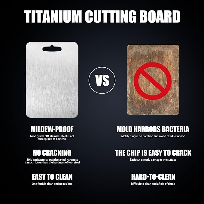 Titanium Cutting Board, 100% Pure Titanium Cutting Boards for Kitchen, Food Grade Cutting Board for Meat Fruit & Vegetable (18 X 12 Inch)
