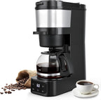Grind and Brew Coffee Maker,Drip Coffee Maker with Grinder Built In,5-Cup Programmable Coffee Machine with Brew Strength,Warming Plate and Multiple Grind Levels for Home & Office