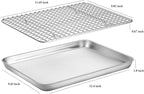 Baking Sheet with Cooling Rack Set [2 Sheets + 2 Racks], Deedro Stainless Steel Cookie Half Sheets Baking Pan Oven Tray with Rack, 12 x 10 x 1 Inch, Heavy Duty, Non-toxic, Dishwasher Safe