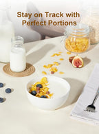 Yedio White Ceramic Cereal Bowls, 17 Ounce Porcelain Bowl for Kitchen Cereal Soup Rice Salad Pasta Dessert Snack Fruits Ice Cream, Set of 6, Microwave Dishwasher Freezer Oven Safe Easy Clean Stackable