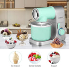 Aifeel Stand Mixer, 6.5QT Mixer with 2QT Ice Cream Maker Bowl, Kitchen Electric Mixer Multifunctional Bread Dough Mixer with Dough Hook,Whisk & Beater, Food Mixer for Baking (Green-Silver)