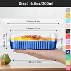 EUSOAR Dessert Cups with Lids, 100pcs 6.8oz Aluminum Foil Mini Loaf Cake Pan Tin with Lids, Disposable Baking Cups Ramekins Creme Brulee Hoder Containers for Birthday Wedding Party -Royal Blue