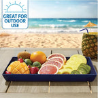 US Acrylic Coastal Plastic Serving Trays (Set of 4) 15” x 10” | Large Unbreakable Reusable Rectangular Party Platters | Serve Appetizers, Fruit, Veggies, & Desserts | BPA-Free & Made in USA