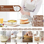 P&P CHEF Cake Pan Set of 4, Stainless Steel Baking Round Cake Pans Tins Bakeware for Birthday Wedding, Leak-proof & Easy Clean, Mirror Finish & Easy Releasing, 6 Inch