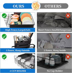 Simple Trending Dish Rack, Steel Dish Drying Rack for Kitchen Counter, Dish Drainer with Cutlery Holder for Large Capacity, Dish Drying Rack with drip Tray, Black