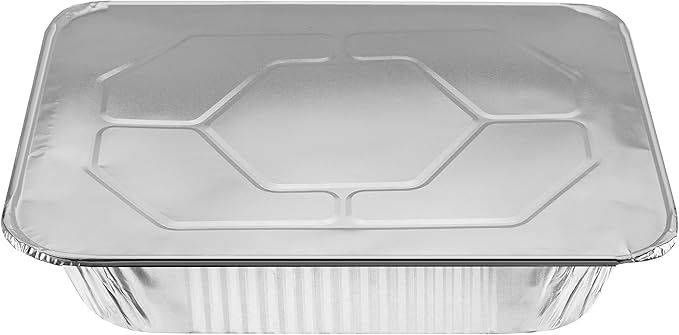 NYHI 9x13 Disposable Aluminum Foil Pans With Lids Large Half Size Deep Steam Pan and Oven Buffet Trays Food Containers for Catering Baking Roasting (1)