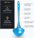 DI ORO Silicone Ladle – Soup Ladle for Cooking & Serving Heat-Resistant - Large Kitchen Soup Ladle Nonstick Cookware Safe - Soup Serving Spoon with Wide Bowl - Silicone Utensil Dishwasher Safe (Blue)