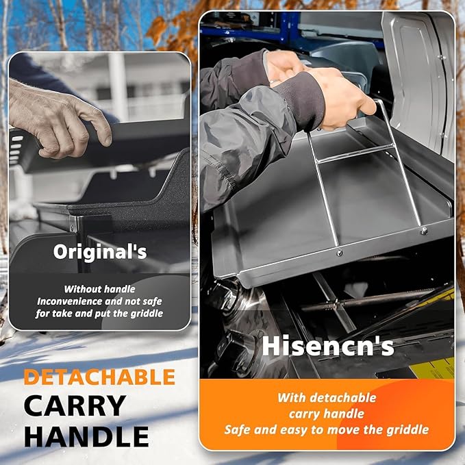 Cast Iron Grill Griddle for Weber, Charbroil, Nexgrill, Cusinart, Expert, Napoleon, Pit boss, Traeger | Full-Size Replacement Cooking Griddle 24x16 inch | Heavy-Duty Even Heating