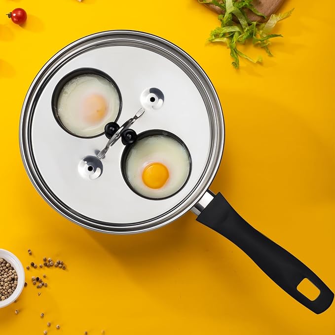 MARSKITOP Egg Poacher Pan Nonstick 2 Eggs, Poached Egg Cooker Stainless Steel Egg Poaching Pan, Poached Egg Pan PFOA Free, Poached Egg Maker