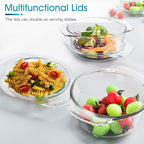 NUTRIUPS Small Round Glass Casserole Dish with lid, 0.65 L Mini glass bowl with glass lid, Microwave and Oven Safe