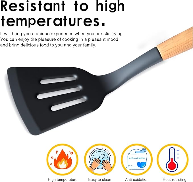 Silicone Cooking Utensil Set,12 PCS Cooking Cookware Kitchen Utensils Set, Nonstick 446°F Heat-Resistant Cookware Kitchen Tools of Spatula,Turner Tongs,Spoon,Brush,Whisk,（gray）