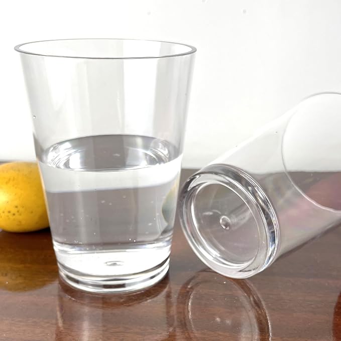 AOYITE Classic Clear Plastic Drinking Glasses 12 oz, Unbreakable Drinking Cups set of 6, Reusable Stackable Water Tumblers, BPA Free Dishwasher Safe