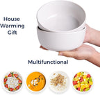 AmorArc Cereal Bowls Set of 6 for Kitchen, 26oz Stoneware Soup Bowls Set for Cereal,Soup, Modern Kitchen Bowls for Meal, Dishwasher &Microwave Safe, Reactive White