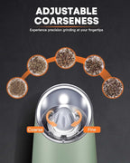 AmuseWit Gravity Electric Salt and Pepper Grinder Set [White Light] USB Rechargeable Automatic Pepper and Salt Mills,Adjustable Coarseness,One-Handed Operation,Sage