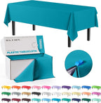 Exquisite Party Solids 54 Inch X 100 Feet Turquoise Plastic Table Cover Roll in A Cut - to - Size Box with Convenient Slide Cutter. Cuts Up to 12 Rectangle 8 Feet Plastic Disposable Tablecloths