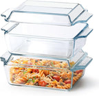 Set of 2 Glass Casserole Dish With Glass Lid, Rectangular 5.7in x 7in Glass Baking Dish Oven Safe, Mini Casserole Dish with Lid