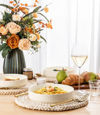 theterra 7.5'' Ceramic Pasta Bowls, Salad Bowls Set of 4, Stoneware Serving Bowls for Fruits, Noodle, Dinner, House-warming Wedding Present, Beige