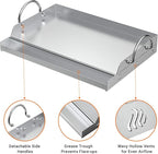 Onlyfire Universal Stainless Steel Griddle for Most BBQ Grills with Removable Handles, 18"×12.5"