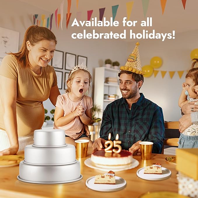CURTA 6 Inch Round Cake Pan, 6x3 inch 3 Set Anodized Aluminum Round Baking Pan, Small Cake Pan Non-Toxic & Heavy Duty, Deep Side, Easy Clean & Dishwasher Safe