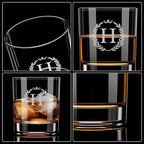 Personalized Whiskey Glasses Gifts for Men, Monogrammed Engraved A-Z 10.6 oz Rocks Glass Customized Gift, Unique Christmas Birthday Gifts for Men Him Dad Husband Brother Son (H)
