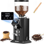 Huanyu Professional Coffee Grinder with 74mm Flat Burr 53ounce Bean Hopper 15 Infinite Grinding Settings Electric Coffee Grinder with Touching Screen Black