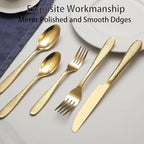 Gold Hammered Silverware Set, 40 Piece Stainless Steel Heavy Duty Flatware Set for 8, Food-Grade Tableware Cutlery Set for Home Restaurant, Mirror Polished, Dishwasher Safe