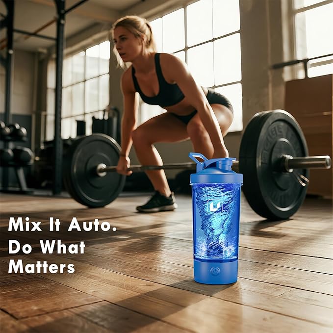 Electric Shaker Bottle USB C Rechargeable Protein Shaker Bottle Shaker cups for Protein Shakes Mixer with 24oz BPA Free Tritan Meal Replacement Shakes Made with Tritan Portable Blender Cup (Blue)