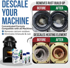 Universal Coffee Machine Descaling Solution. Coffee Machine Descaler Liquid 4 Uses. Descaler Kit. Part of your Barista Accessories Set. Compatible with Nespresso, Phillips, Lavazza, Verismo and More!