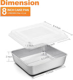 Herogo 8”x 8” Baking Pan, Stainless Steel Square Cake Pan with Lid, Cakes Brownie Lasagna Square Bakeware Set, Healthy & Dishwasher Safe