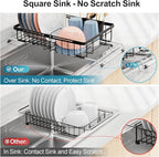 iSPECLE Over Sink Dish Drying Rack - Expandable Capacity Dish Rack for Kitchen Counter, Fits Any Sink Type, 12"~16.9" L x 11.8" W, Black