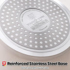 Aluminum Stock Pot with 7-Layered Ceramic Coating, Non-Stick Surface, Tempered Glass Lid, Dual Heat-Proof Handles, PFOA, PFAS, Lead, Cadmium Free, 3.63Liters /3.84Quarts