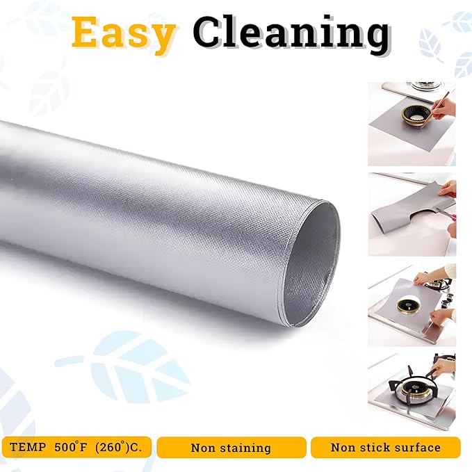 Oven Liners for Bottom, 2 Pack Large Thick Heavy Duty 100% Non-stick Reusable Teflon Mat, 25"x17" Baking Mat for Electric, Gas, Toaster Ovens, Grills (Silver)
