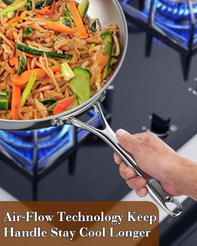 Cooks Standard Frying Pan Stainless Steel, 10-Inch Multi-Ply Clad wok Stir Fry Pan Kitchen Skillet, Silver