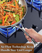 Cooks Standard Stainless Steel Frying Pan 12 Inch, Multi-Ply Full Clad Wok Stir-Fry Cooking Skillet Pans with Dome Lid, Stay-Cool Handle, Dishwasher Safe, Oven Safe 500°F, Silver