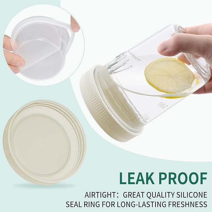 16 oz Overnight Oats Containers with Lids, 6-Pack Leak-Proof Wide Mouth Mason Jars & Separate Compartments for Fruits/Nuts, Airtight Glass Jars for Chia Pudding, Yogurt, Parfait and Salad