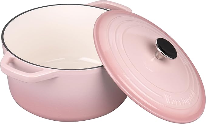 Enameled Cast Iron Dutch Oven Pot with Lid, for Bread Baking, Round Bread Oven- include Sourdough Bread Baking Supplies Set, 6QT, Pink