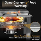 Chafing Dishes for Buffet, 6QT Square Stainless Steel Chafing Dish with Transparent Hydraulic Lid, 304 Food Pan, Buffet Warmer for Parties and Events (Silver)