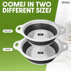 Collapsible Colanders (2 Pack Set) Food Strainers with Over-Sink Water Draining Base for Pasta Fruits and Vegetables (4 and 5 Quart) - White Gray
