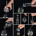 Bartender Kit with Stand, 12-Piece Bar Set | 24oz Cocktail Shaker Set for Drink Mixing, Martini Shaker Set with Bar Tools, Recipes Booklet | Fun Housewarming Gift (Black)