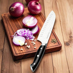 7” Santoku Knife – Razor Sharp German Steel DIN1.4116 – Japanese-Style Vegetable Knife for Chopping, Slicing & Mincing – Full Tang & Ergonomic Handle – Chefs kitchen Knife – Gift Box – Velina series