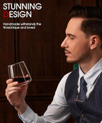 Stemless Wine Glasses Set of 4 13.5oz, Hand Blown Red White Wine Glasses Unique Gifts for Him Her for Birthday, Wedding, Christmas, Anniversary