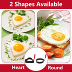4Pcs Stainless Steel Egg Ring, 3.5 Inch Round Fried Egg Molds with Silicone Handle, Non Stick Omelet Mold with Oil Brush and Separator, Non-stick Pancake Shapers for Cooking Breakfast Sandwich